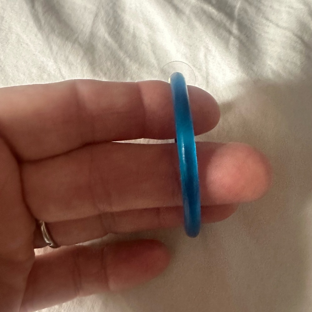 ALEXIS BITTAR 100% Authentic Cerulean Blue Lucite Hoop Earrings. NWOT - Picture 10 of 12